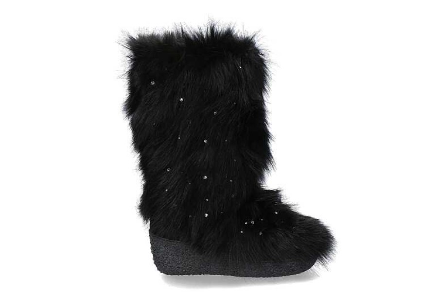 Fur Boots | Diavolezza Diavolezza Fur Boots Fox Black Swarovski