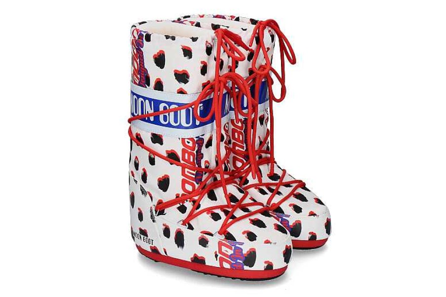 Warm Lining | Moon Boot Moon Boot Snow Boot Retrobiker Dalmatian- White/ Red