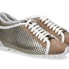 Sneakers | Mania Mania Sneaker Velour Laminado Taupe Bianco