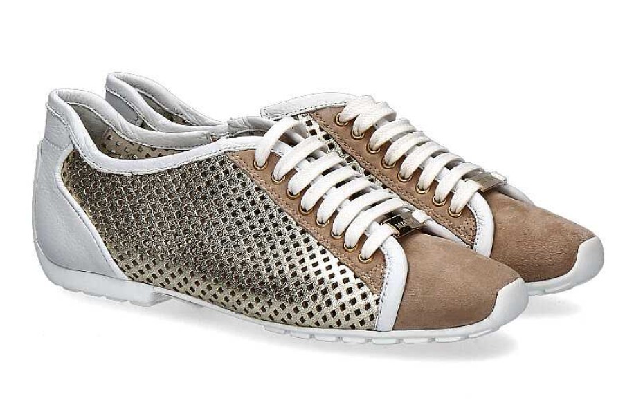 Sneakers | Mania Mania Sneaker Velour Laminado Taupe Bianco