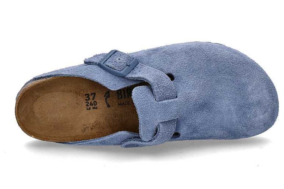 House Slippers | Birkenstock Birkenstock Clogs Boston Schmal Velours- Elemental Blue