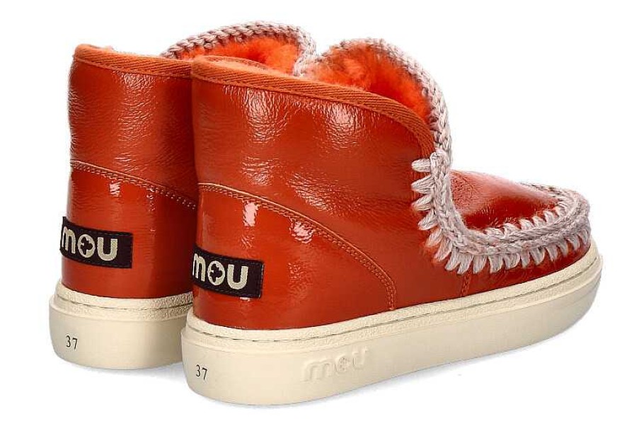 Warm Lining | mou Mou Boots Eskimo Sneaker Bold Patent Orange