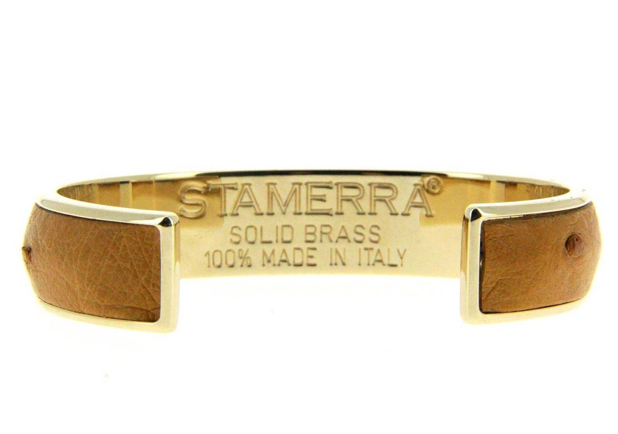 Bracelets | Stamerra Stamerra Bracelet Vero Genuine Ostrich Gold Tabacco