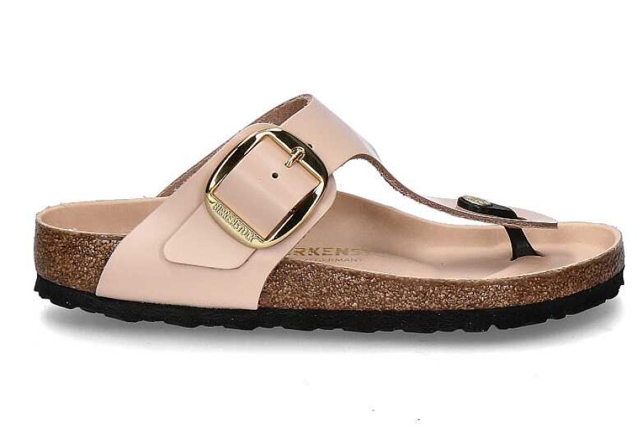 Mules | Birkenstock Birkenstock Sandals Gizeh Normal Big Buckle- High Shine New Beige