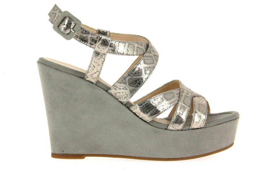 Sandals | Unisa Unisa Wedge Sandal Muan Silver Suede Grey | 38 | 2839 00053Sp38