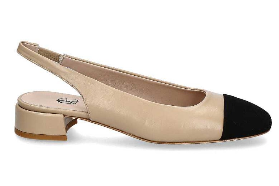 Pumps | Odare Odare Sling Pumps Girona Nappa Camoscio- Beige/ Nero