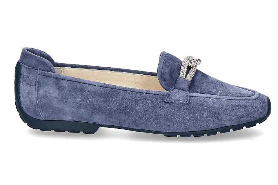 Flats | Mania Mania Loafer Camoscio 1088- Jeans Blue