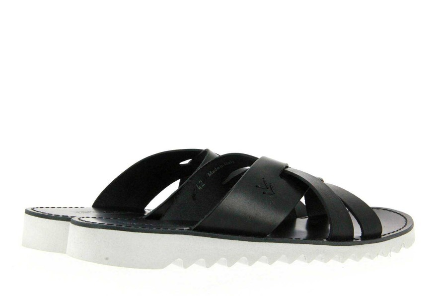 Sandals | Emozioni Emozioni Mule Leahter Black S. White