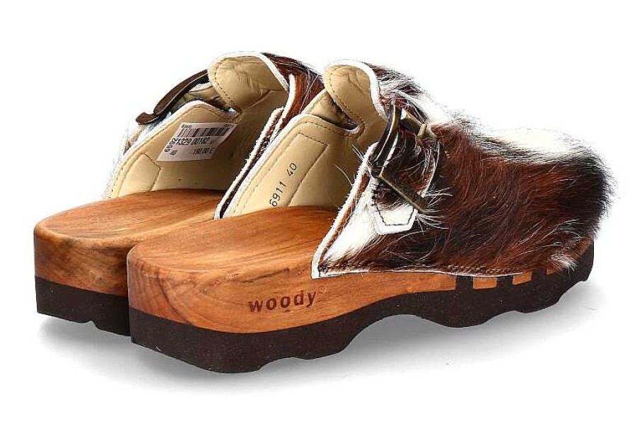 Sandals | woody Woody Wooden Clogs Lukas Fell Braun Weiss