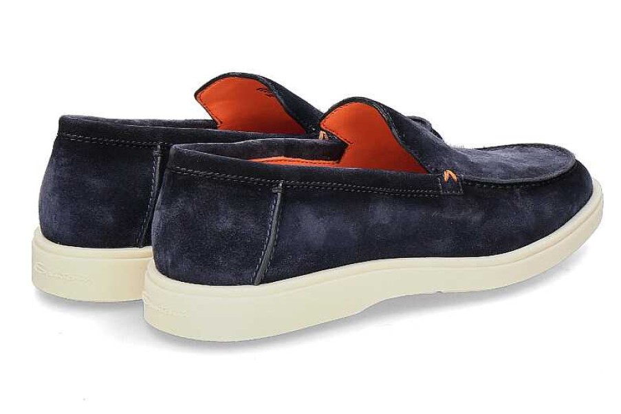 Loafers | Santoni Santoni Men'S Slipper Detroit Velours- Blau