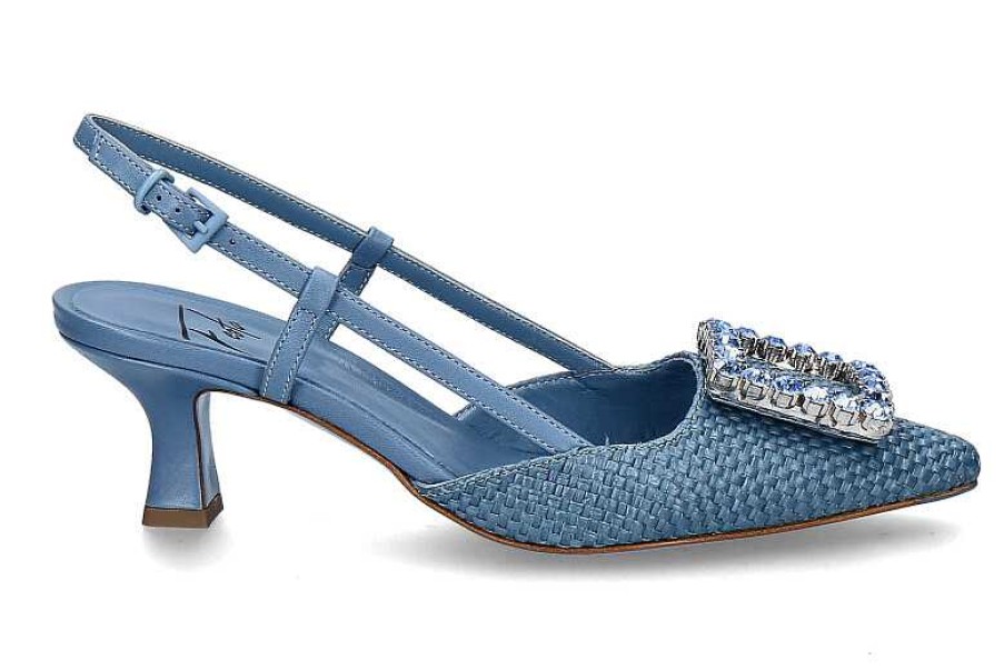 Pumps | Roberto Festa Roberto Festa Sling Pumps Stefi Raffia Nappa Jeansblau