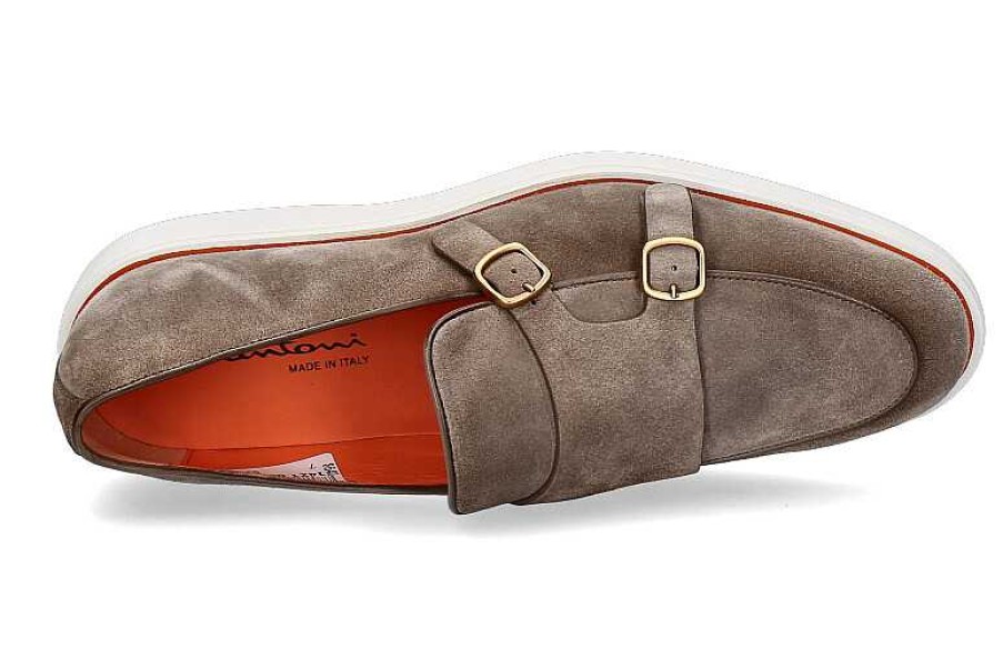 Loafers | Santoni Santoni Monk Velour Taupe