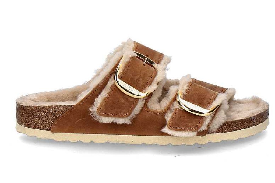 Warm Lining | Birkenstock Birkenstock Mules Arizona Big Buckle Shearling Schmal- Cognac