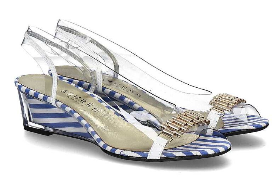 Sandals | Azurée Cannes Azuree Cannes Sandals Muri Tissu Blau/Weiss