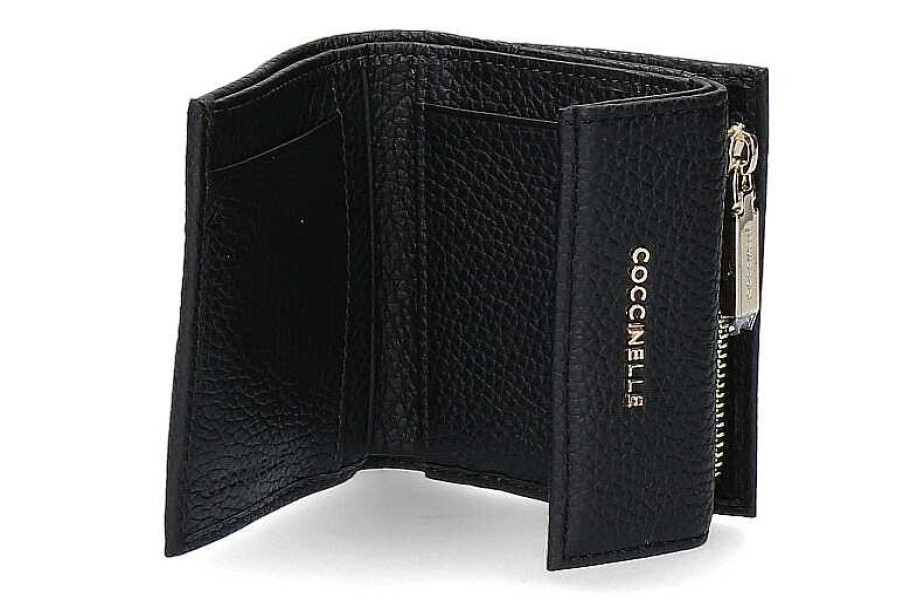 Wallets | Coccinelle Coccinelle Wallet Grain Leather Metallic Soft Noir