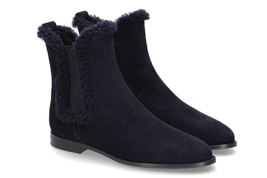 Warm Lining | Unützer Unutzer Ankle Boots With A Warm Lining Camoscio Navy Agnello Navy