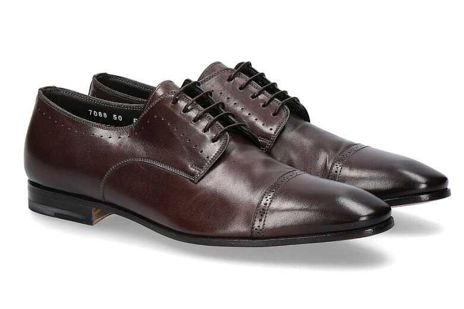 Oxfords | Santoni Santoni Lace-Up Leahter Dark Brown