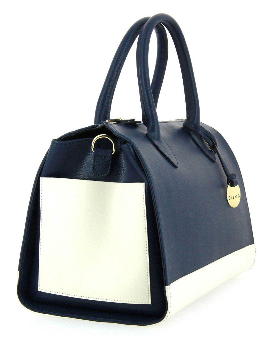 Hand Bags | Carol J. Carol J. Handbag Saffiano Blue Bianco