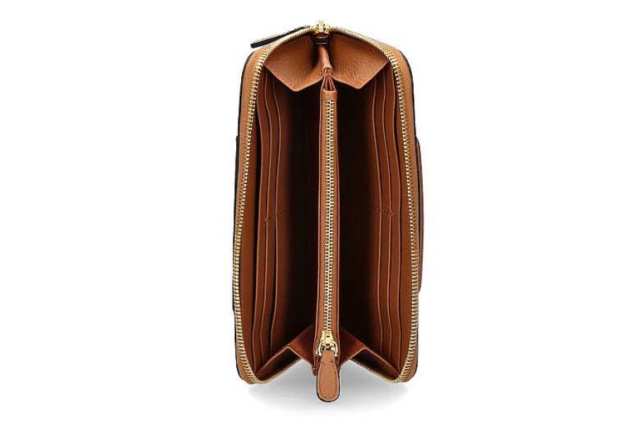 Wallets | Hogan Hogan Purse Continental Zip Around Cognac