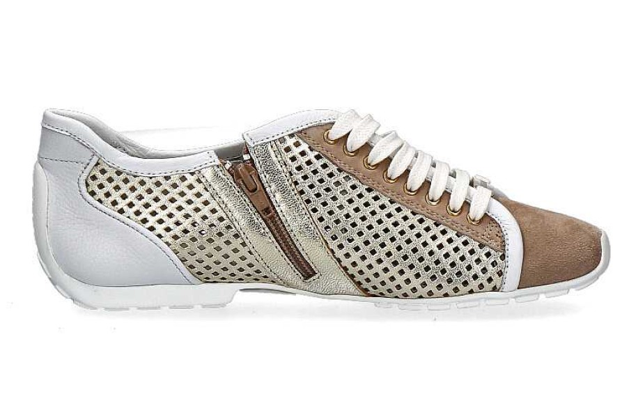 Sneakers | Mania Mania Sneaker Velour Laminado Taupe Bianco