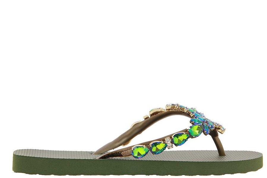 Sandals | CHANCLAS Chanclas Thong Sandals Adela Diamond Green Olive