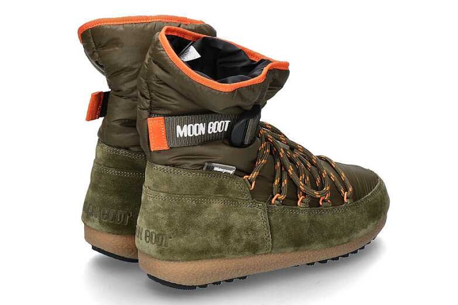 Warm Lining | Moon Boot Moon Boot Snow Boots Soft Laces Suede Army Green Orange