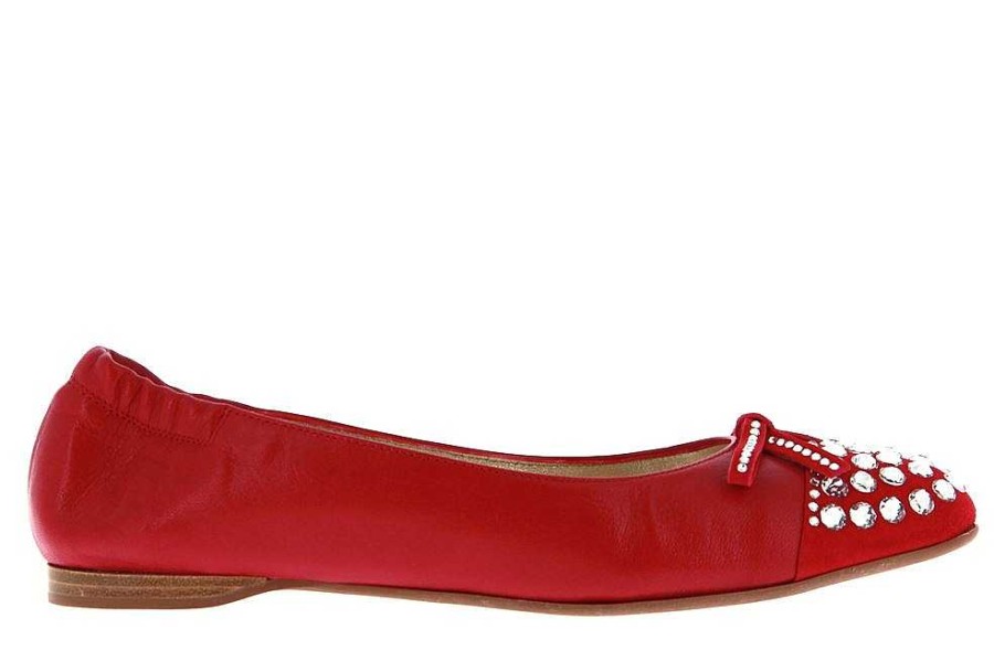 Ballet Flats | ScarpaRossa Scarparossa Ballerina Camoscio Rosso Alaska Crystal