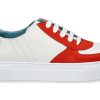 Sneakers | Thierry Rabotin Fifty-12 By Thierry Rabotin Sneaker Albenga Nappa Nabuk- Coral Red/Offwhite