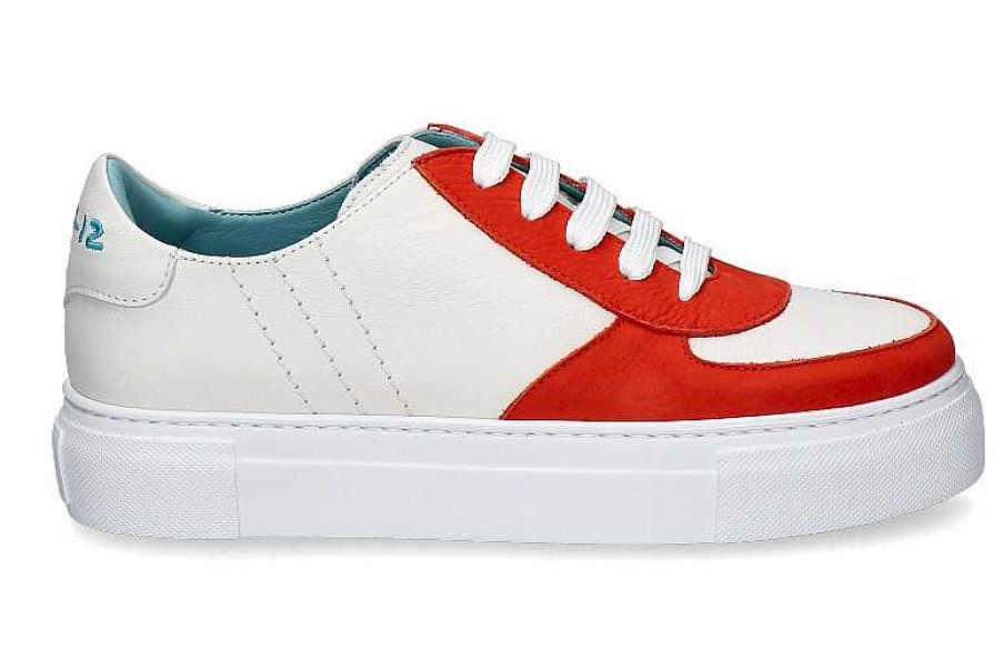 Sneakers | Thierry Rabotin Fifty-12 By Thierry Rabotin Sneaker Albenga Nappa Nabuk- Coral Red/Offwhite