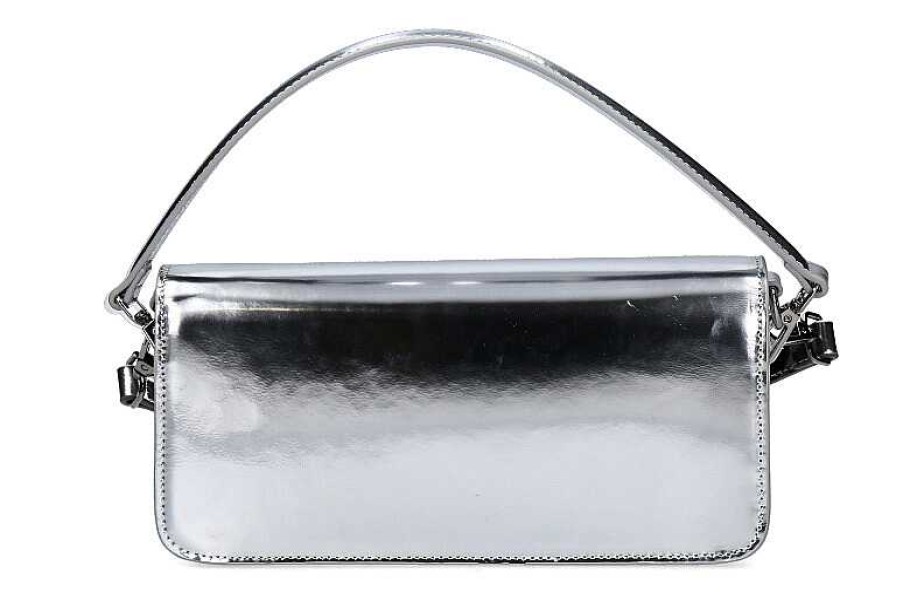 Hand Bags | La Carrie La Carrie Evening Bag Shiny Baguette Leather Silver