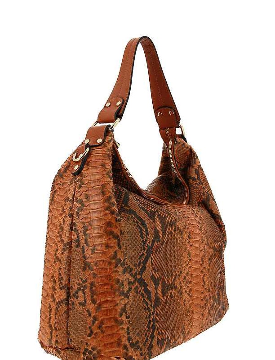 Hand Bags | Carol J. Carol J. Bag Python Dollaro Cuoio