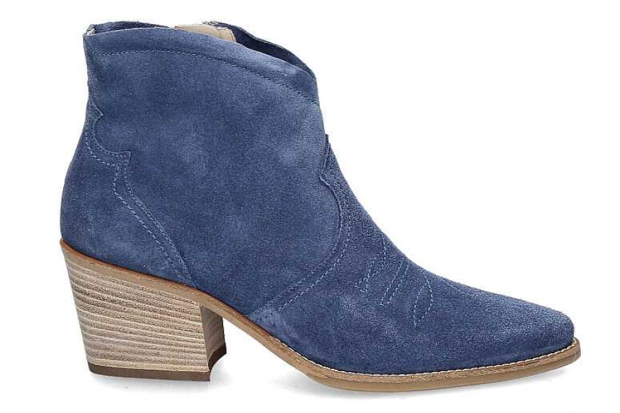 Ankle Boots | Paul Green Paul Green Cowboy Ankle Boots Soft Suede- Lake Blue