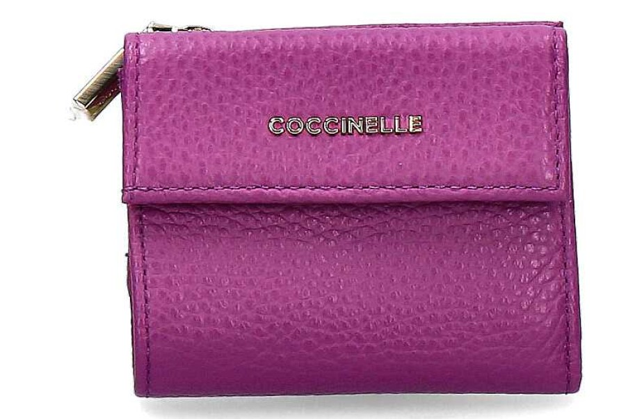 Wallets | Coccinelle Coccinelle Wallet Grain Leather Metallic Soft Dahlia