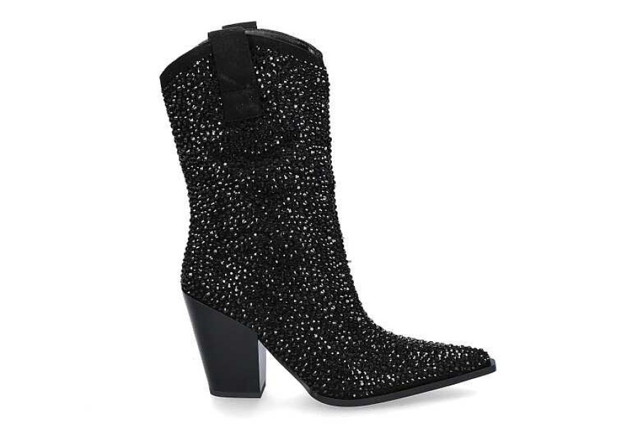 Boots | Exé Exe Cowboy Boots Glitter T6153- Black