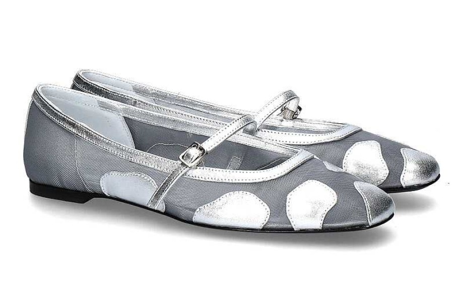 Ballet Flats | Roberto Festa Roberto Festa Slingballerina Rachel Tulle Grigio Luxor Silber