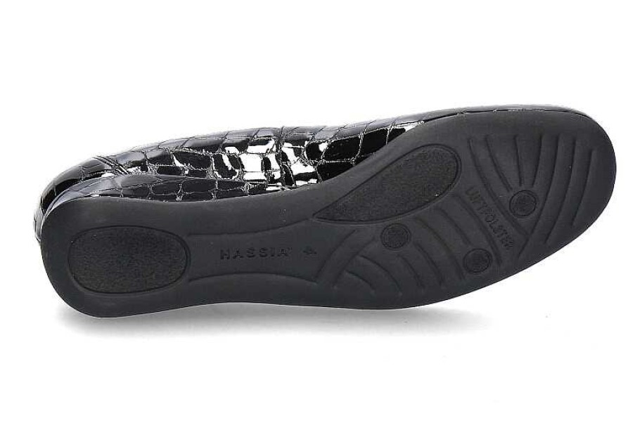 Ballet Flats | Hassia Hassia Slipper Petra Crocolack Schwarz