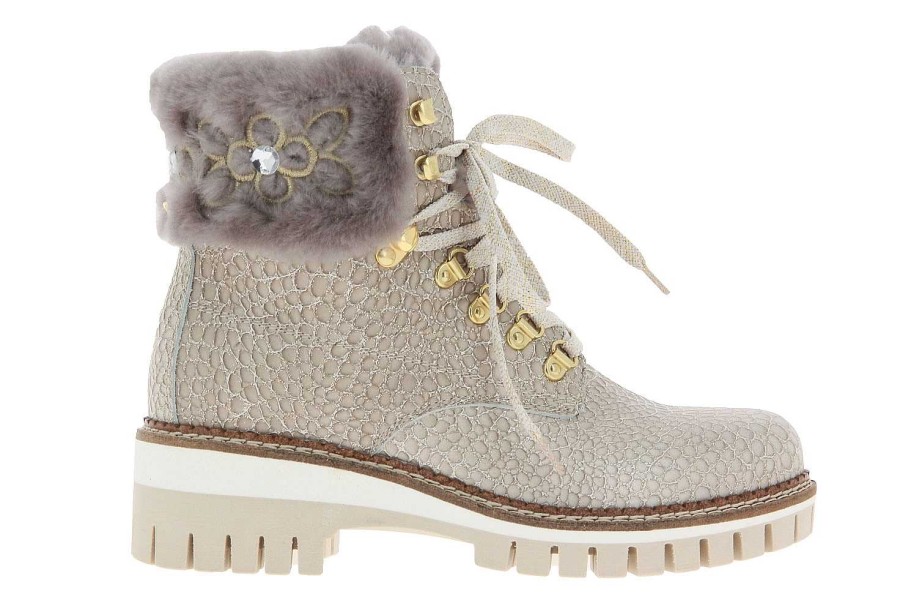 Warm Lining | New Italia Shoes New Italia Shoes Ankle Boots Lined Glitter Kalbsleder Sand