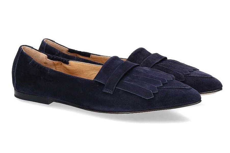 Flats | Pomme D'Or Pomme D'Or Slipper Camoscio Navy Cuoio Nero