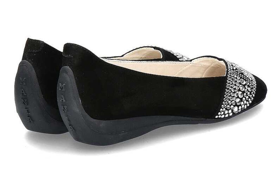 Ballet Flats | Mania Mania Ballerina "Camoscio Nero Silver Strass"