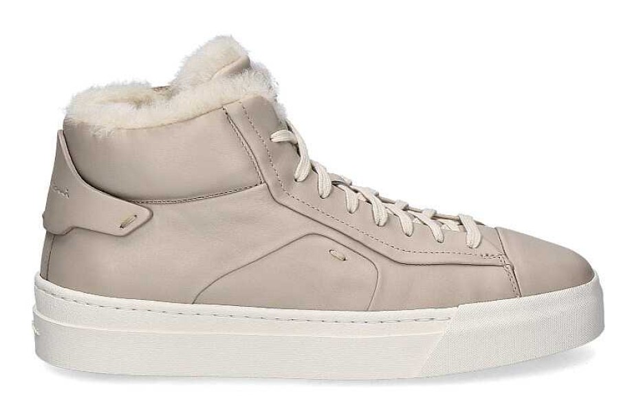 Warm Lining | Santoni Santoni Women'S Mid- Cut Sneaker Lined Nappa Beige