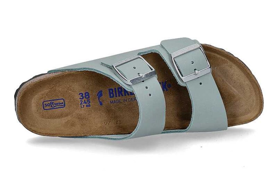 Mules | Birkenstock Birkenstock Mules Arizona Schmale Weite Nubuk Faded Aqua