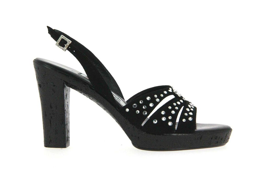 Sandals | Fernando Pensato Fernando Pensato Sandal Miranda Camoscio Nero Strass Sky