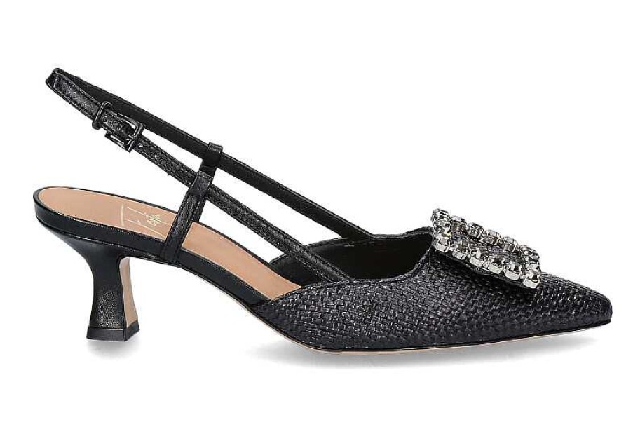 Pumps | Roberto Festa Roberto Festa Sling Pumps Stefi Raffia Nero Nappa Nero