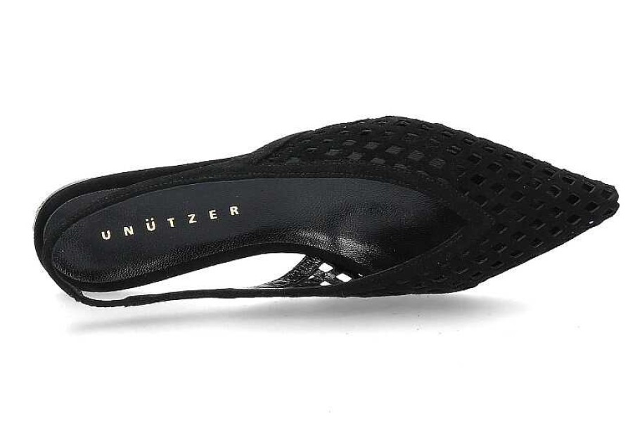 Ballet Flats | Unützer Unutzer Sling Ballerina Camoscio 10- Black