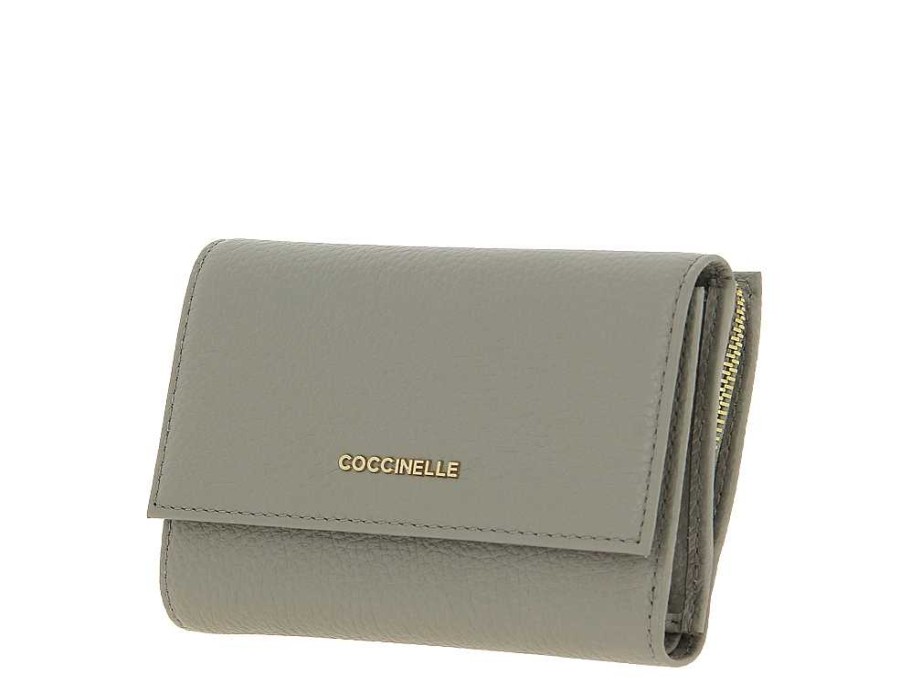 Wallets | Coccinelle Coccinelle Wallet Grain Leather Metallic Soft Stone