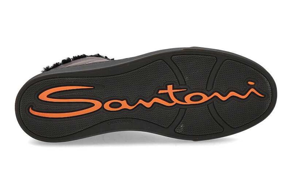 Warm Lining | Santoni Santoni Mid- Cut Sneaker Lined Double Buckle Brown- Dunkelbraun