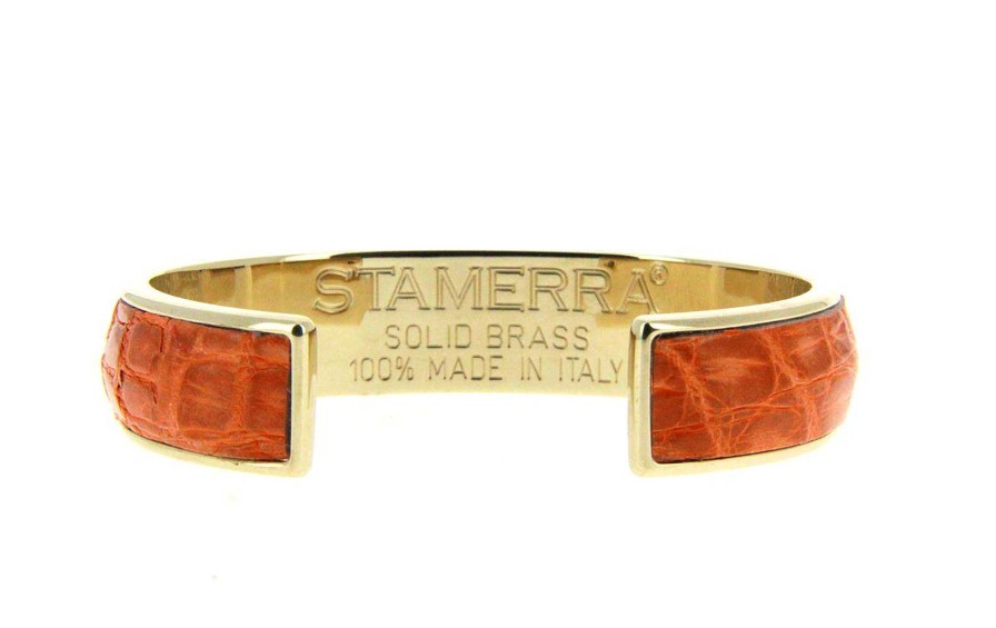 Bracelets | Stamerra Stamerra Bracelet Vero Genuine Croco Medon Gold Arancio