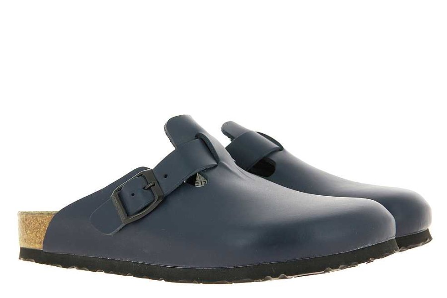 Mules | Birkenstock Birkenstock Mules Boston Normal Naturleder Blau