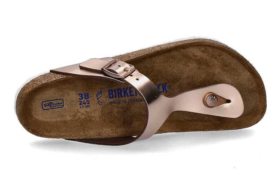 Mules | Birkenstock Birkenstock Mules Gizeh Normal Naturleder Metallic Copper