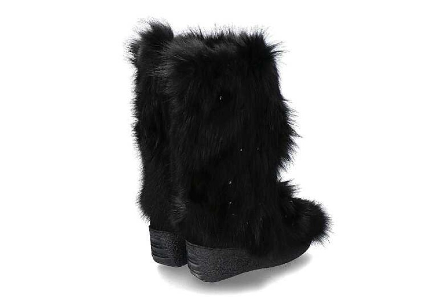 Fur Boots | Diavolezza Diavolezza Fur Boots Fox Black Swarovski